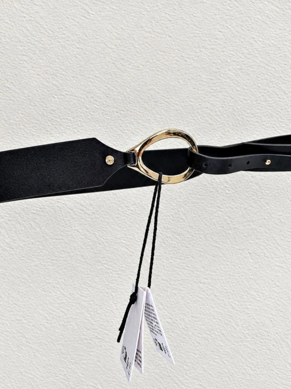 Zara Leather Belt with Sculptural Gold Buckle Black